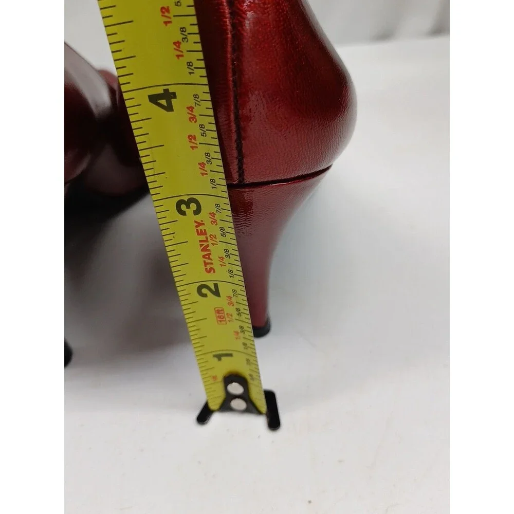 BCBG Girls Sexy Red Leather Shimmery Stiletto Heels Sz 8 B